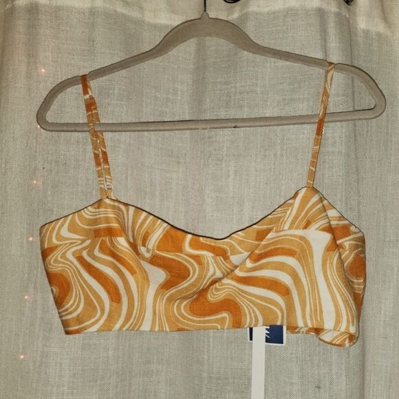 Orange and Cream Fitted Crop Camisole - Picture 1 of 5